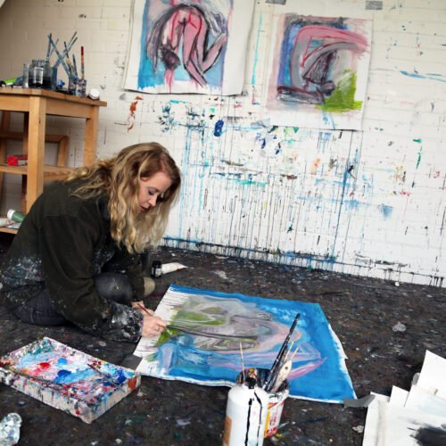 Nua Collective Artist Jennifer Smith - Painting in her studio
