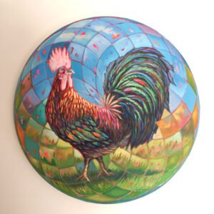 Alkalart_Concentric-Rooster_-50cm_-Acrylic-Oil-Nua-Collective