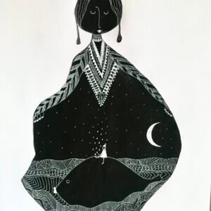 Kira o Brien Big Fish Pen & Acrylic drawing h50cm x w40cm - Nua Collective - Artist