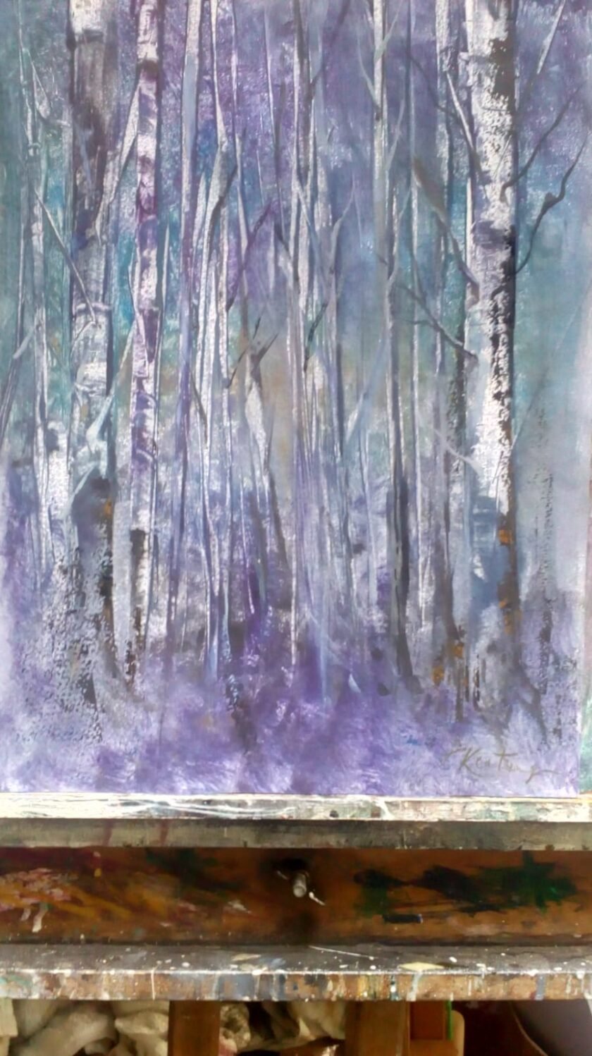 Tree's in Winter - Monotype on Paper - John Keating - Nua Collective - Artist