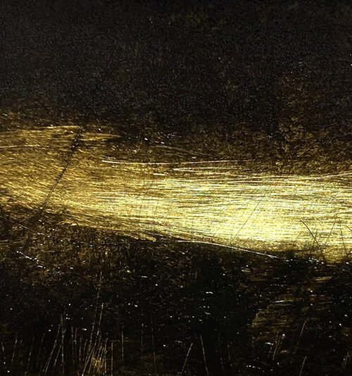 Glow 15, oil and drypoint on brass, 3.5x11.5cm - Nua Collective - Artist - 2022